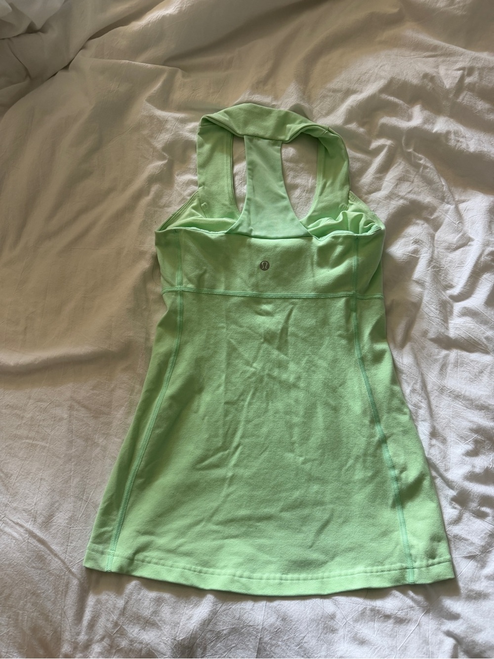 Lululemon scoop neck tank top mint green racerback shelf bra workout teal Luon - Picture 4 of 6